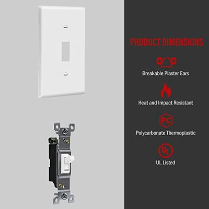 ENERLITES 10 Pack Toggle Light Switch with Wall Plate, Single Pole, White