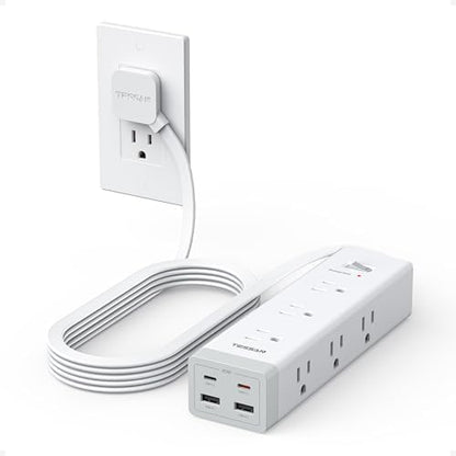TESSAN Surge Protector Power Strip with 1050J Protection, 10 Ft, Grey