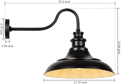 Exterior Farmhouse Barn Light, Porch Lights Outdoor, 16 Inch Vintage Outside Garage Lights Fixtures, Anti-Rust Waterproof Outdoor Light for Patio Frontdoor Entryway Doorway, Matte Black