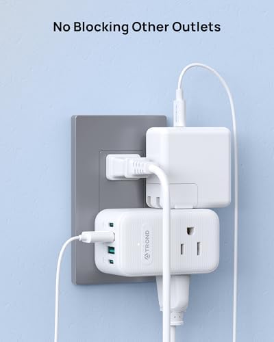 TROND 2 to 3 Prong Outlet Adapter 2 Pack, 3 AC Power Splitter with USB C
