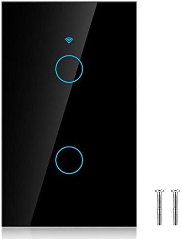WiFi Touch Screen Switch for Smart Home – Compatible, Voice Control Remote Access Black(Black)