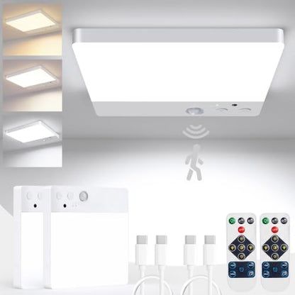 ODEETRONIC Rechargeable Motion Sensor Ceiling Light Closet, 2 Pack Wireless