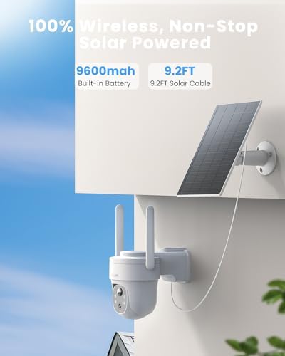 3K/5MP Solar Security Cameras Wireless Outdoor, 360°PTZ Camera