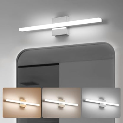 Combuh Modern Bathroom Vanity Light Fixtures, Chrome Wall Lamp Above Mirror