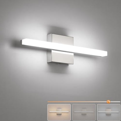Combuh Modern Bathroom Vanity Lights Over Mirror, Chrome LED Wall Sconce