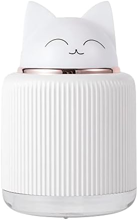 Mini Humidifier-Cute Cat Mist Humidifier for Kids Bedroom, Small Ultrasonic humidifier for Home Car Office with USB 2 LED Colors, Waterless Auto Shutoff, Quiet 300ml (Pink)