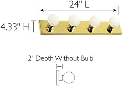 Design House 500868 4-Light Vanity Strip Light Contemporary Dimmable for Bathroom, Bedroom, Makeup Vanity, Polished Brass