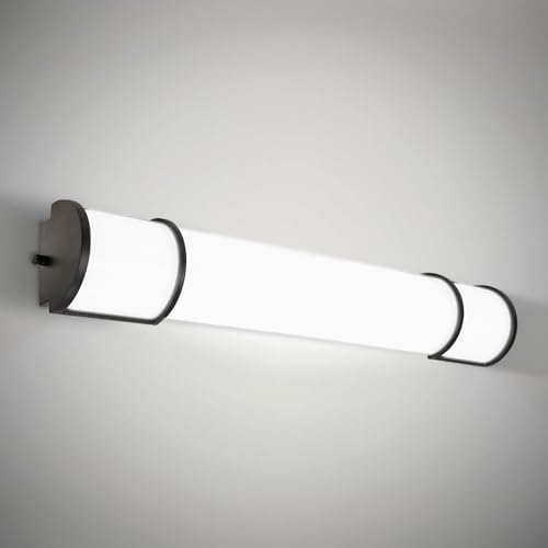 ASD LED 36" Vanity Flush Mount Light Fixture, Linear Bathroom Lighting Bar | 3CCT, Dimmable, Energy Star, ETL Listed | 30W 2650LM 3000-5000K 120V | Long Tube Bath Wall Sconce Over Mirror | Black