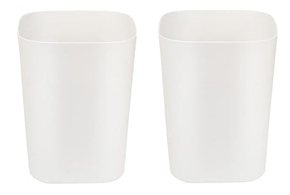 Besli 2 Gallon Small Trash Can Garbage Can Wastebasket for Bathroom Bedroom Kitchen Office (White, 2 Pack)