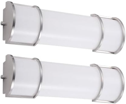 ASD LED 18" Vanity Flush Mount Light Fixture, Linear Bathroom Lighting Bar | 3CCT, Dimmable, Energy Star, ETL Listed | 20W 1650LM 3000-5000K 120V | Long Bath Wall Sconce Over Mirror | Nickel, 2 Pack