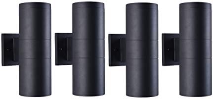 mirrea 12" Modern Outdoor Porch Light in 2 Lights, Matte Black, 4 Pack