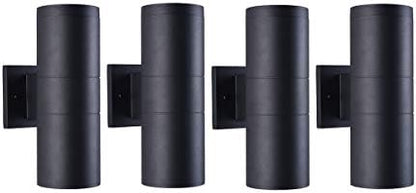 mirrea 12" Modern Outdoor Porch Light in 2 Lights, Matte Black, 4 Pack