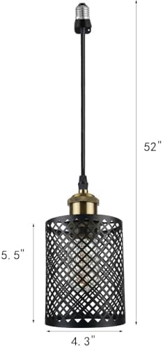 Screw in Hanging Light Fixture Instant Pendant Light,Recessed Light Conversion Kit with E26 Screw-in Adapter for Bedroom,Living Room & Kitchen Island Lighting (Farmhouse)