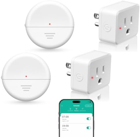NineLeaf Wireless 260FT Motion Sensor WiFi Remote Smart Slim Outlet | App Control, Adjustable Sensing Mode, WiFi Auto Control Lights Fan Appliances, No Wiring,Garage,2Sensors 2Plugs