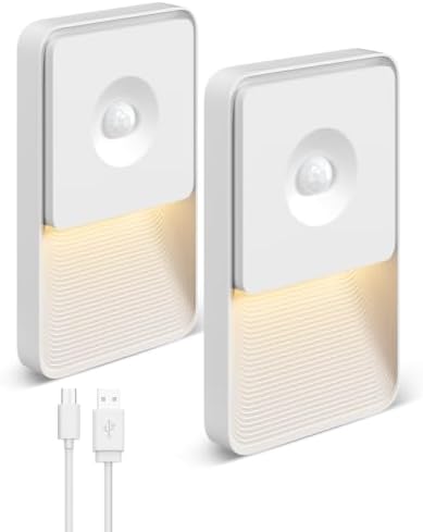 GOODEA 2 Pack Motion Sensor Night Lights, Rechargeable Stair Lights Indoor