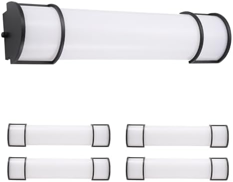 ASD LED 24" Vanity Flush Mount Light Fixture, Linear Bathroom Lighting Bar | 3CCT, Dimmable, Energy Star, ETL Listed | 25W 1950LM 3000-5000K 120V | Long Bath Wall Sconce Over Mirror | Black, 4 Pack