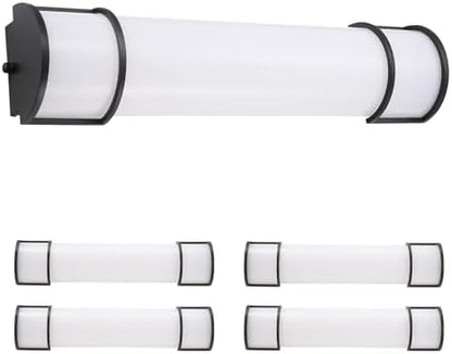 ASD LED 24" Vanity Flush Mount Light Fixture, Linear Bathroom Lighting Bar | 3CCT, Dimmable, Energy Star, ETL Listed | 25W 1950LM 3000-5000K 120V | Long Bath Wall Sconce Over Mirror | Black, 4 Pack