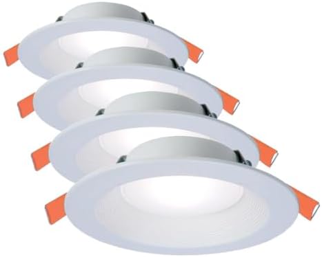 HALO RL 6 in Canless LED Recessed Ceiling Light with Selectable Color Temperature 2700K-5000K Selectable Lumen 900/1200 for Indoor Outdoor Wet Locations Dimmable IC Rated-RL6LS9FSD2W1EWHDM (Pack of 4)