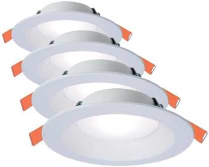 HALO RL 6 in Canless LED Recessed Ceiling Light with Selectable Color Temperature 2700K-5000K Selectable Lumen 900/1200 for Indoor Outdoor Wet Locations Dimmable IC Rated-RL6LS9FSD2W1EWHDM (Pack of 4)