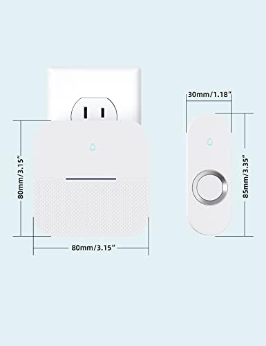 AIDA Lighted Wireless Doorbell for Home, Waterproof Battery Doorbell Wireless 1,000ft Range, 5 Volume Levels with 58 Chimes & LED Flash on Receiver (White, 2 Buttons & 1 Receiver)