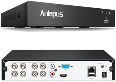 Anlapus 5MP 8CH H.265+ CCTV DVR Recorder with AI Human/Vehicle Detection, Remote Access, Alert Push, 3K 8 Channel Hybrid 4-in-1 Home Surveillance DVR for Analog Wired Security Camera (No Hard Drive)