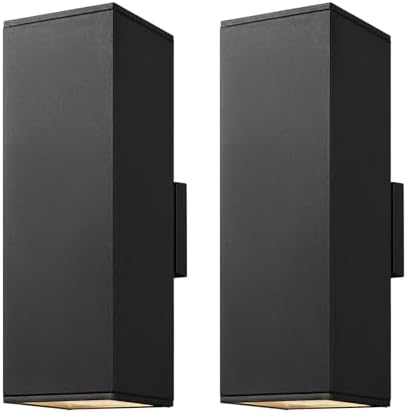 mirrea 18" Modern Outdoor Porch Light in 2 Lights, Matte Black, 2 Pack