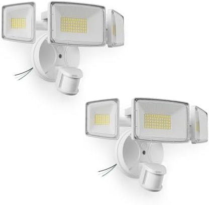 Onforu 2 Pack 100W 11000LM LED Motion Sensor Outdoor Lights, Dusk to Dawn Flood Lights Outdoor Motion Sensor, Hardwired Security Lights Floodlights Outside 6500K Daylight IP65 Waterproof (White)