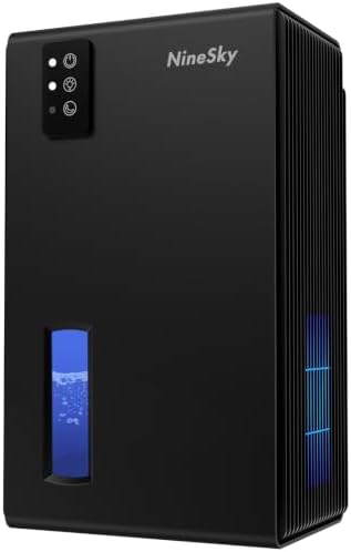 NineSky Dehumidifiers for Home, 1000 Sq.Ft Dehumidifier with 95oz Water Tank, Quiet Dehumidifier for Basement Bathroom Bedroom with 7-Color Ambient Light & Auto Shut Off, Black