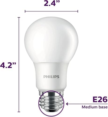 PHILIPS LED 40W A19 24-Pack Basic Soft White Light Bulbs (2700K) 450 Lumen (5W = 40W) Frosted Flicker-Free Light Bulbs (E26 Base)