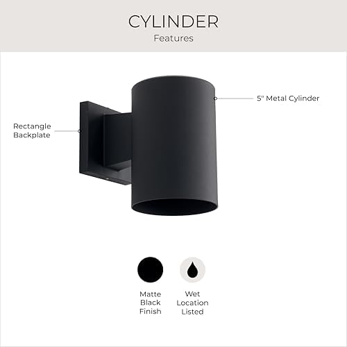 Progress Lighting Cylinder Outdoor Wall Light, Black