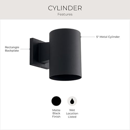 Progress Lighting Cylinder Outdoor Wall Light, Black