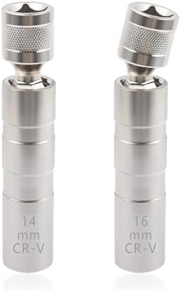Salior 16mm&14mm Spark Plug Socket,Thin Wall 12 Points 3/8" Drive Spark Plug Removal Tool Compatible with BMW Nissan More Car,CRV Steel Magnetic Spark Plug Socket Set Car Tools (14mm+16mm)