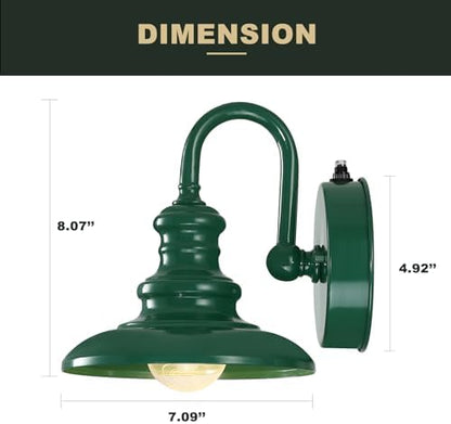 LONEDRUID Dusk to Dawn Sensor Outdoor Gooseneck Barn Light Fixture Green