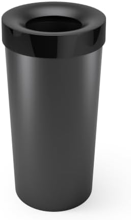 Umbra Vento Kitchen Trash Can, Open Top 16.5 Gallon Garbage Can, Black
