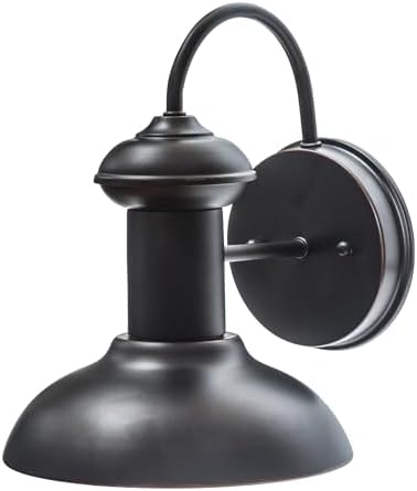 Globe Electric 40190 1-Light Indoor/Outdoor Wall Sconce, Oil Rubbed Bronze, Wall Lighting, Wall Lamp Dimmable, Kitchen Sconces Wall Lighting, Porch Light, Patio Décor, Bulb Not Included