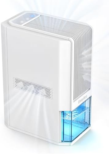 EasyAcc Small Dehumidifier for Bathroom, 68 OZ Dehumidifier for RV with Auto Shut Off, Removes Up to 40 OZ/Day, Quiet Portable Dehumidifier with 7 Color LED Light, Auto Defrost for Bedroom Closet