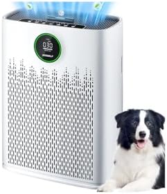 Air Purifiers for Home Large Room, Cover Up to 2400 Ft² with True HEPA Filter, Smart Mode, PM2.5 Air Quality Display, 22dB Sleep Mode, Aromatherapy with 360°Air Outlet, HAP603, White