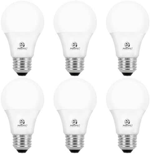 Energetic 60W Equivalent, A19 LED Light Bulb, 2700K Soft White, E26 Medium Base, Non-Dimmable LED Light Bulb, 8W 760lm, ETL Listed 6 Pack