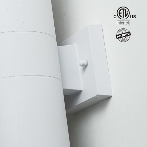 mirrea 18" Modern Outdoor Porch Light in 2 Lights, Matte White, 2 Pack