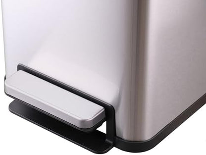 Step N’ Sort Slim Dual Recycling Bin 43L (2 x 21.5L) – Soft Close Kitchen Trash Can – Space Saving Stainless Steel – Removable Buckets