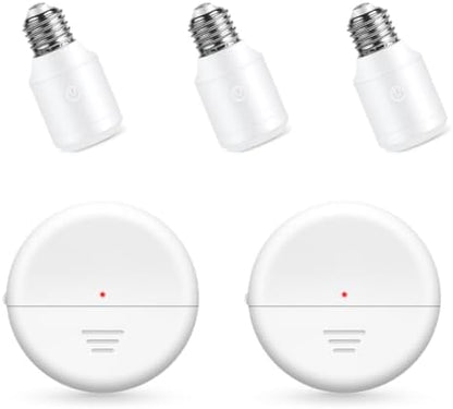 2 Radars+3 Bulb Bases,500W Light Bulb Socket Wireless Radar Motion Sensor | NineLeaf Programmable E26 E27 Bulbs Base Holder,No Wiring Needed, for Pull Chain Lighting Fixture,Stair,Closet,Garage