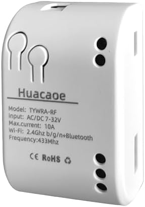 1 Channel Smart WiFi Dry Contact Relay Module | USB 5V/DC 7-32V | Momentary/Inching Self-Locking Relay | Tuya App/Alexa/Google Home Remote Control | White