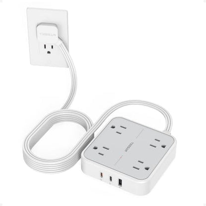 TESSAN Surge Protector Flat Extension Cord 15Ft, Flat Plug Power Strip