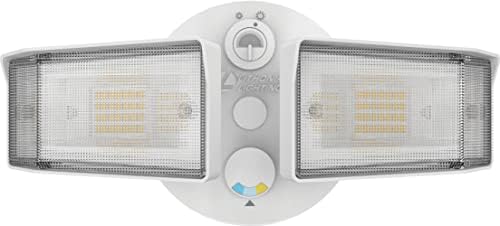 Lithonia Lighting HomeGuard 2-Light LED Outdoor Flood Lights, Outdoor LED Lights, Dusk to Dawn Sensor, Adjustable Lumens, Selectable Color, Square Heads, White (HGX LED 2SH ALO SWW2 120 PE WH M2)