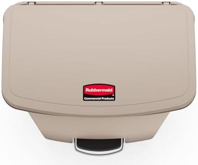 Rubbermaid Commercial Products STREAMLINE Plastic Front Step Step-On-Trash/Garbage Can/Bin 18 GAL Beige for Doctor's Office/Hospitals/Healthcare
