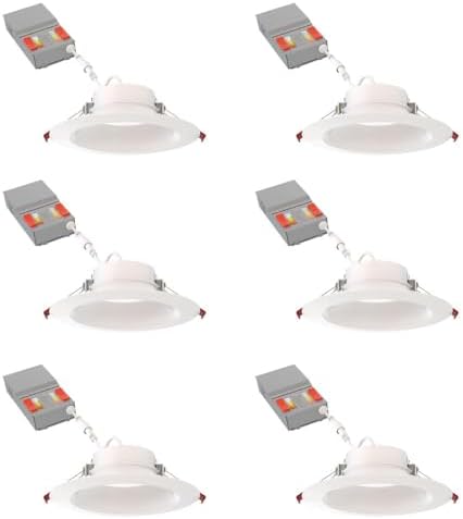 Juno 6" Canless Wafer LED Light, 5-in-1 CCT, Deep Regressed Smooth Trim 6Pk