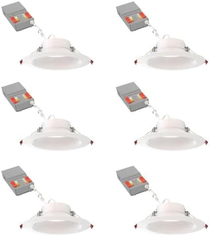 Juno 6" Canless Wafer LED Light, 5-in-1 CCT, Deep Regressed Smooth Trim 6Pk