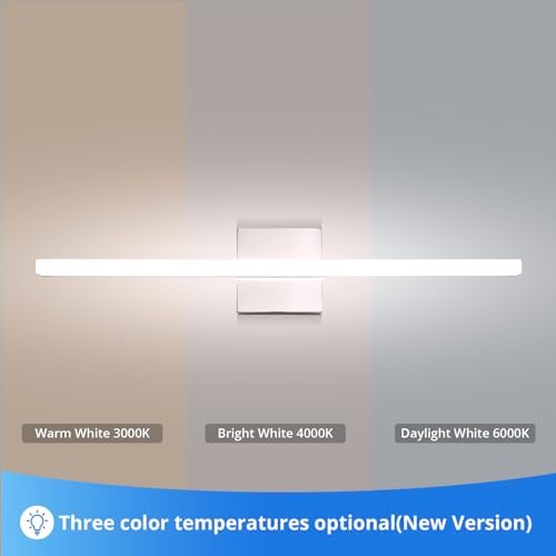 Combuh Modern Bathroom Vanity Light Fixtures, Chrome Wall Lamp Above Mirror