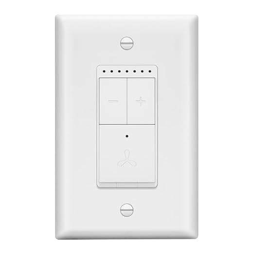 LIDER Smart Fan Switch, Wi-Fi 4-Speed Fan Control Switch, Single Pole Only, 2.4GHz WiFi Remote Control Ceiling Fan Switch, Neutral Wire Required, 120V, 1.5A Motor, LED Indicator Speed, White
