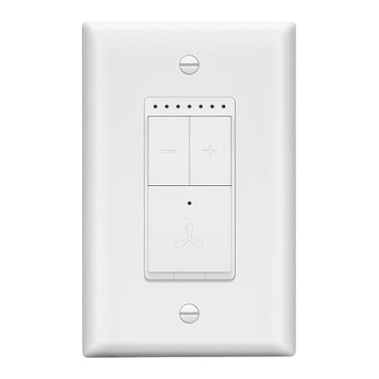 LIDER Smart Fan Switch, Wi-Fi 4-Speed Fan Control Switch, Single Pole Only, 2.4GHz WiFi Remote Control Ceiling Fan Switch, Neutral Wire Required, 120V, 1.5A Motor, LED Indicator Speed, White